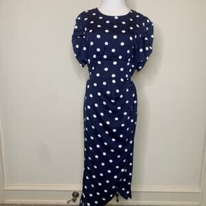 dee elly Blue White Polka Dot Dress Pinup 20s Style Sz Large